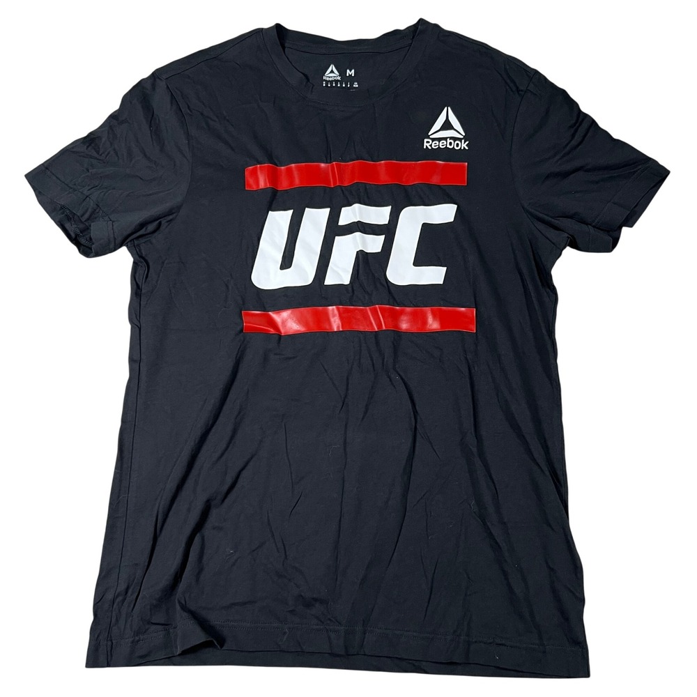 Reebok UFC Mens Graphic T-Shirt Black Red White Short Sleeve Size M